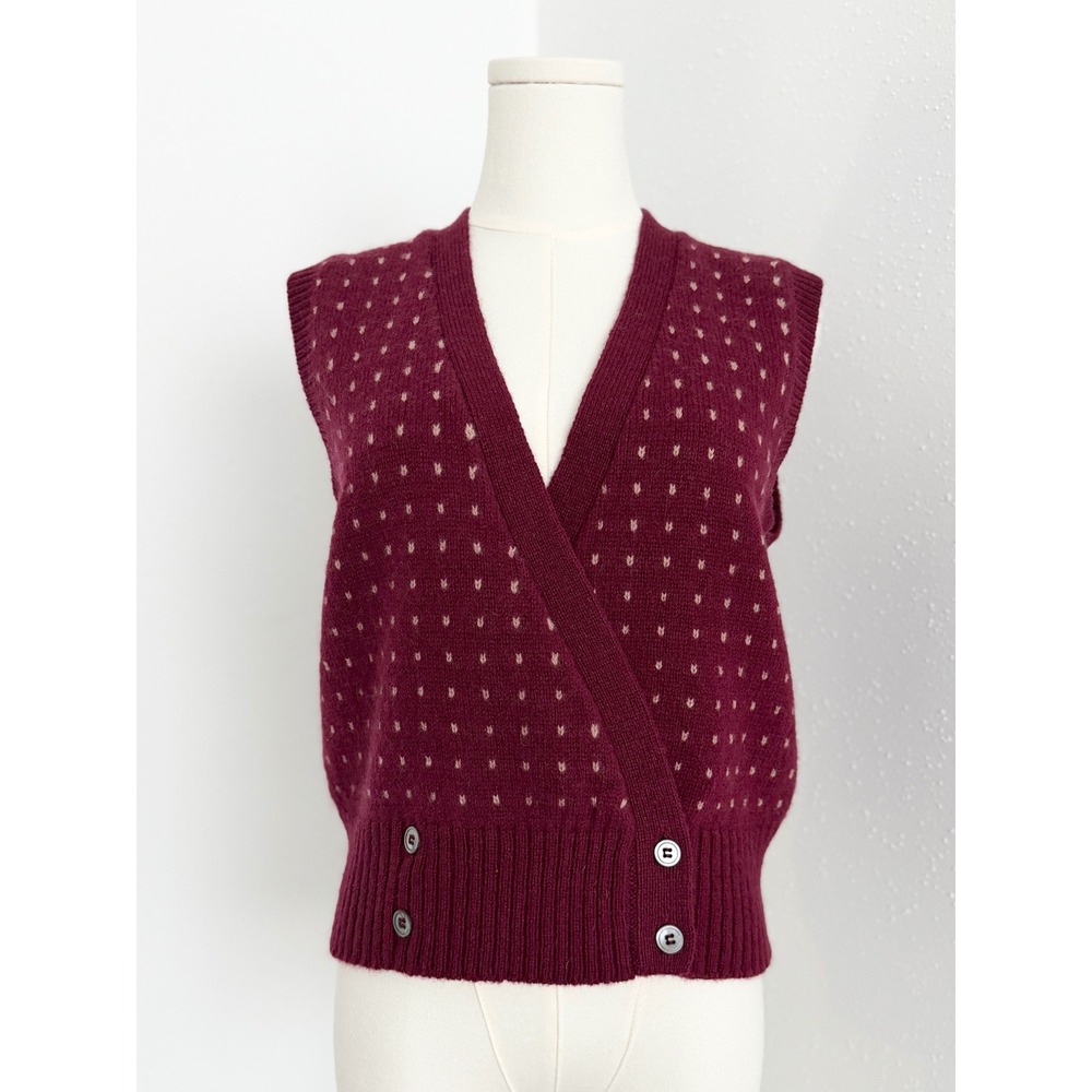 Vtg Hunters Run Burgundy Wool Sweater Vest Dark Academia Unisex Preppy M